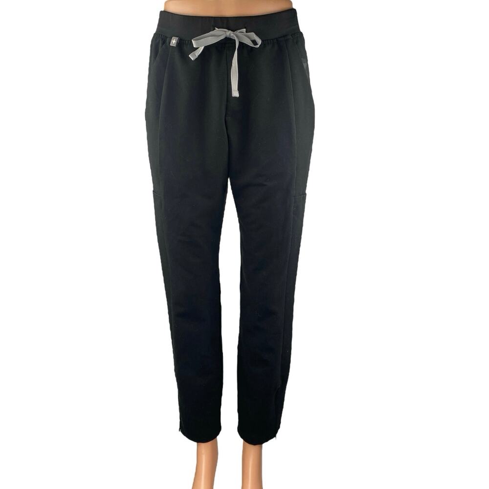 Figs Women's Black Drawstring Mid Rise Tapered Medical Nurse Scrub Pants Size XS